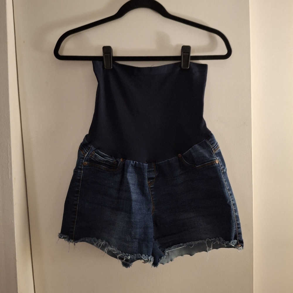 High Waist Denim Shorts - Navy and Blue